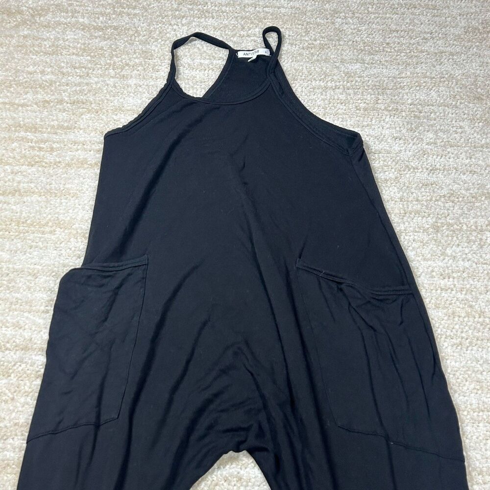 Antistar Jumpsuit Womens S Black Harem Pocket Sleeveless Racerback Romper Casual